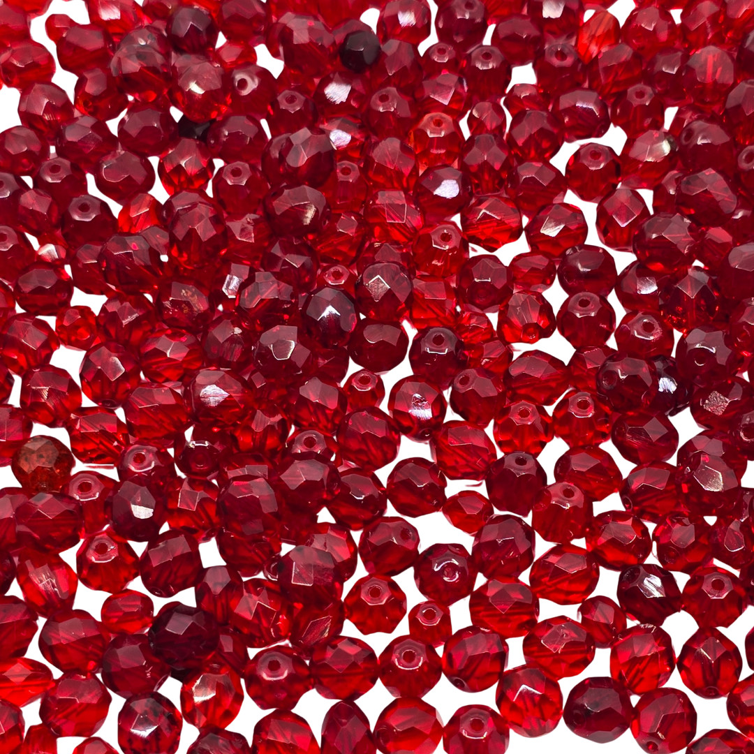 Czech Vintage Red Faceted Glass Beads Shape & Size Varies 188grams