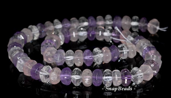 10X5MM MIX QUARTZ GEMSTONE FACETED RONDELLE LOOSE BEADS 7.5inch