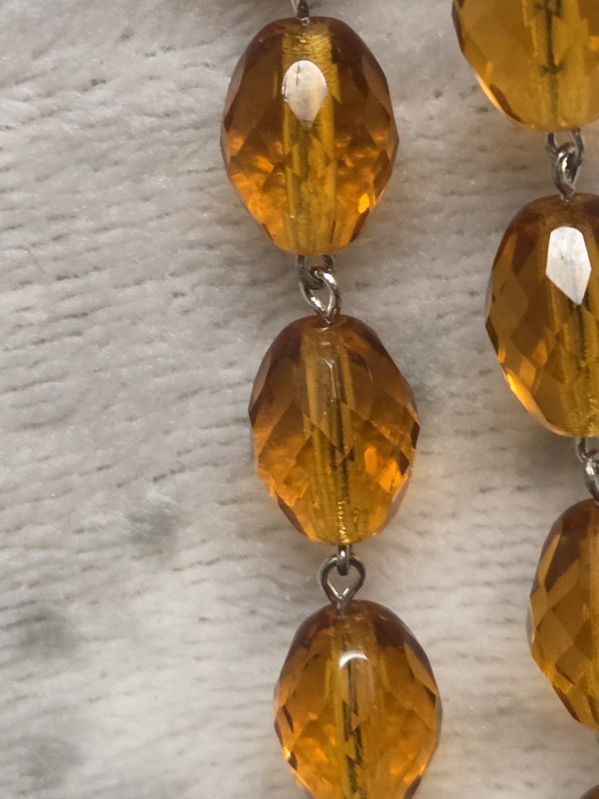 38” Amber glass color beads prism chain chandelier lamp parts