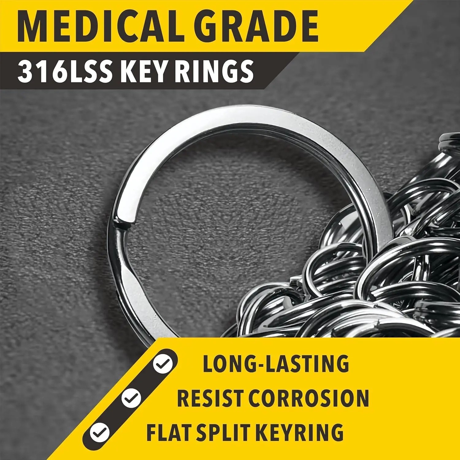 10/20/30PCS Stainless Steel Split Key Rings 25–35mm for Keychain DIY