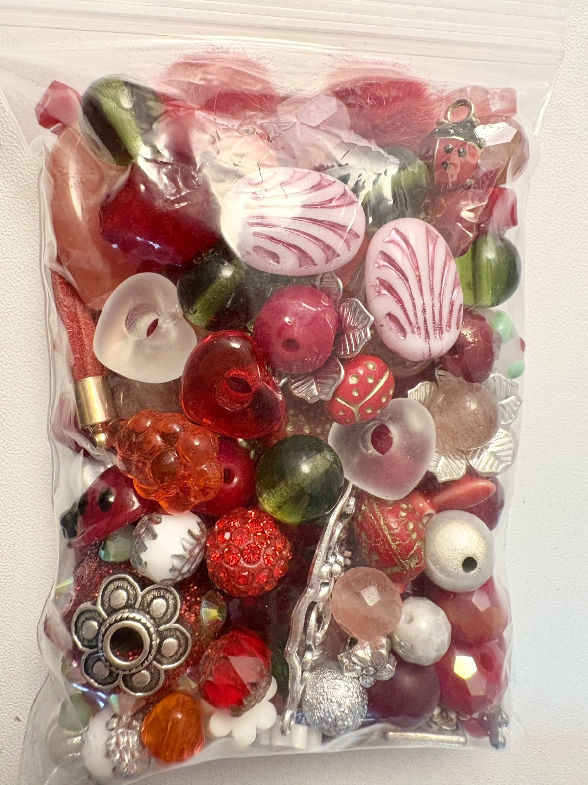 Strawberry BEAD MIX for Jewelry Making – Glass, Gemstone, Boho, Lampwork, Charms