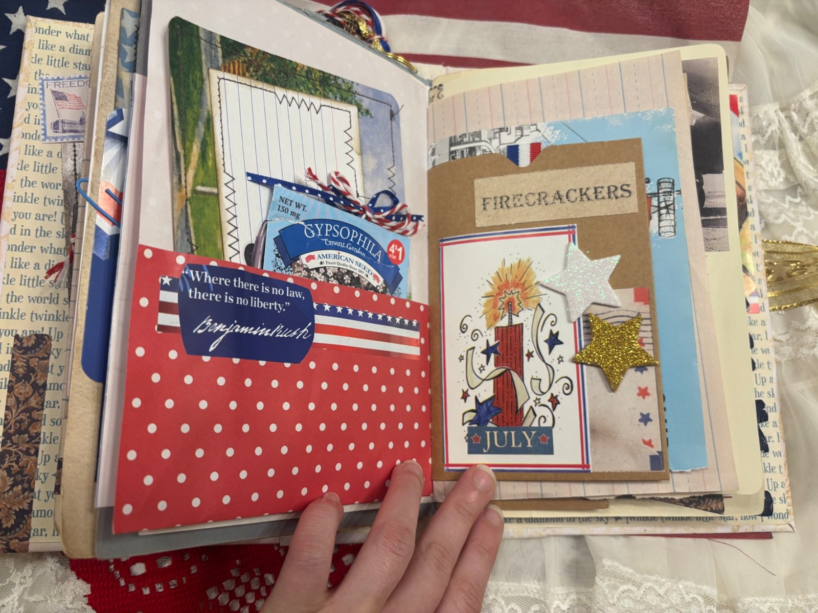 4th of July 🇺🇸 Patriotic America 250 YEARS! Junk Journal handcrafted