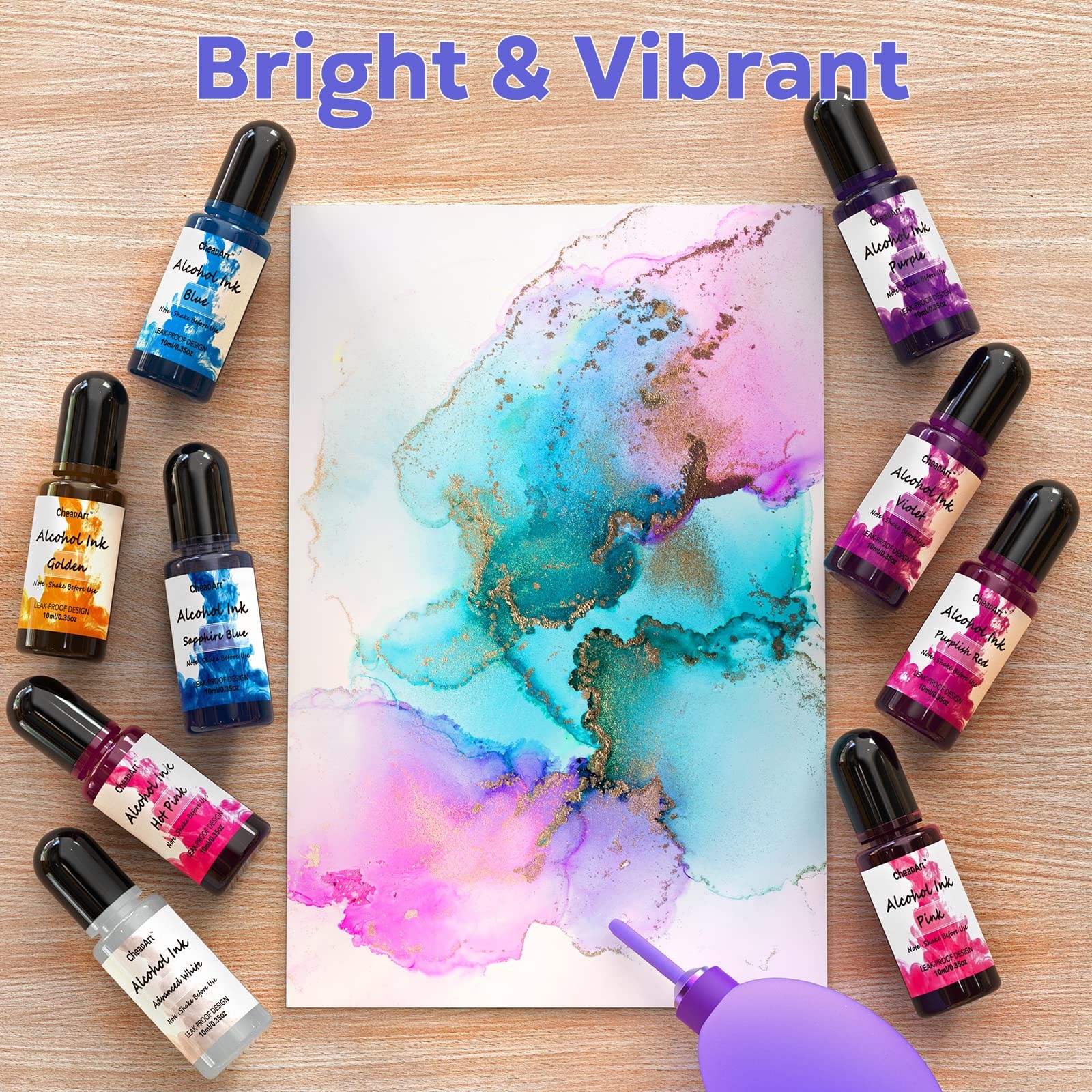 Alcohol Ink Set 24 Vibrant Colors Resin Dye High Concentrated Fast Drying Alc…