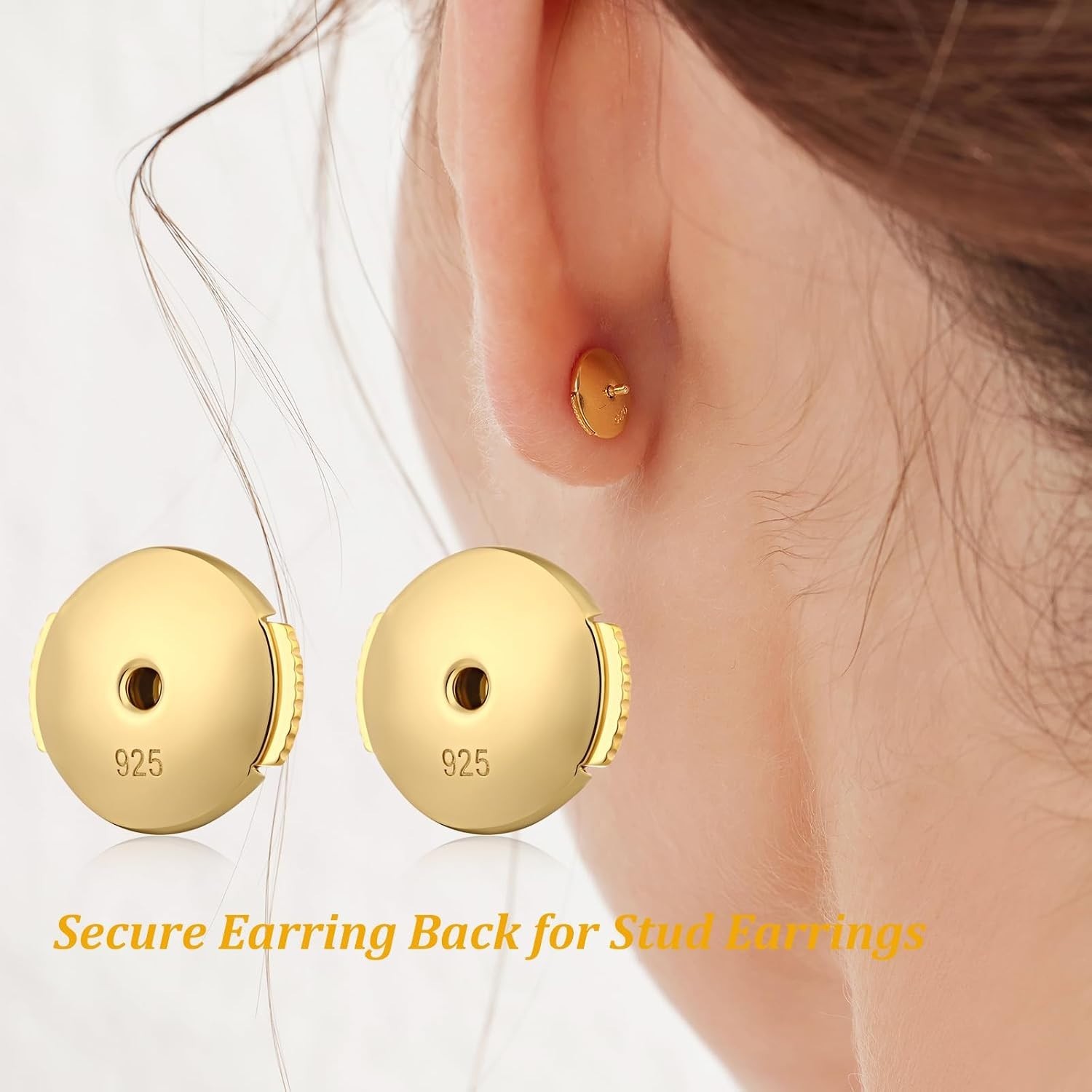 Hypoallergenic Stud Earring Backs Silver 2 Pairs