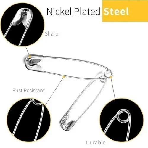 Safety Pins – 150 PCS Safety Pins Assorted – 3 Different Sizes – Silver