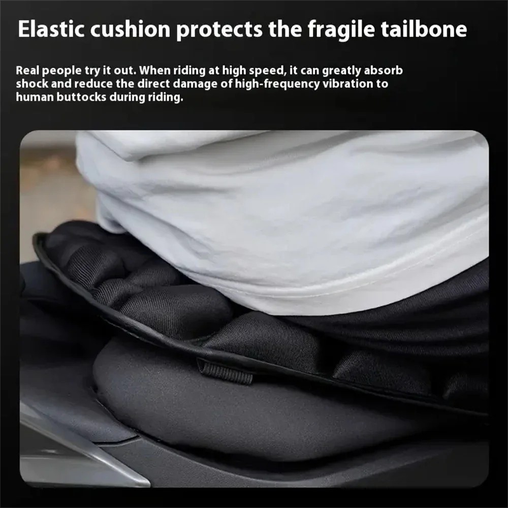 2pcs Motorcycle Gel Seat Cushion Pad 3d Comfort Breathable Shock Absorbing Unive