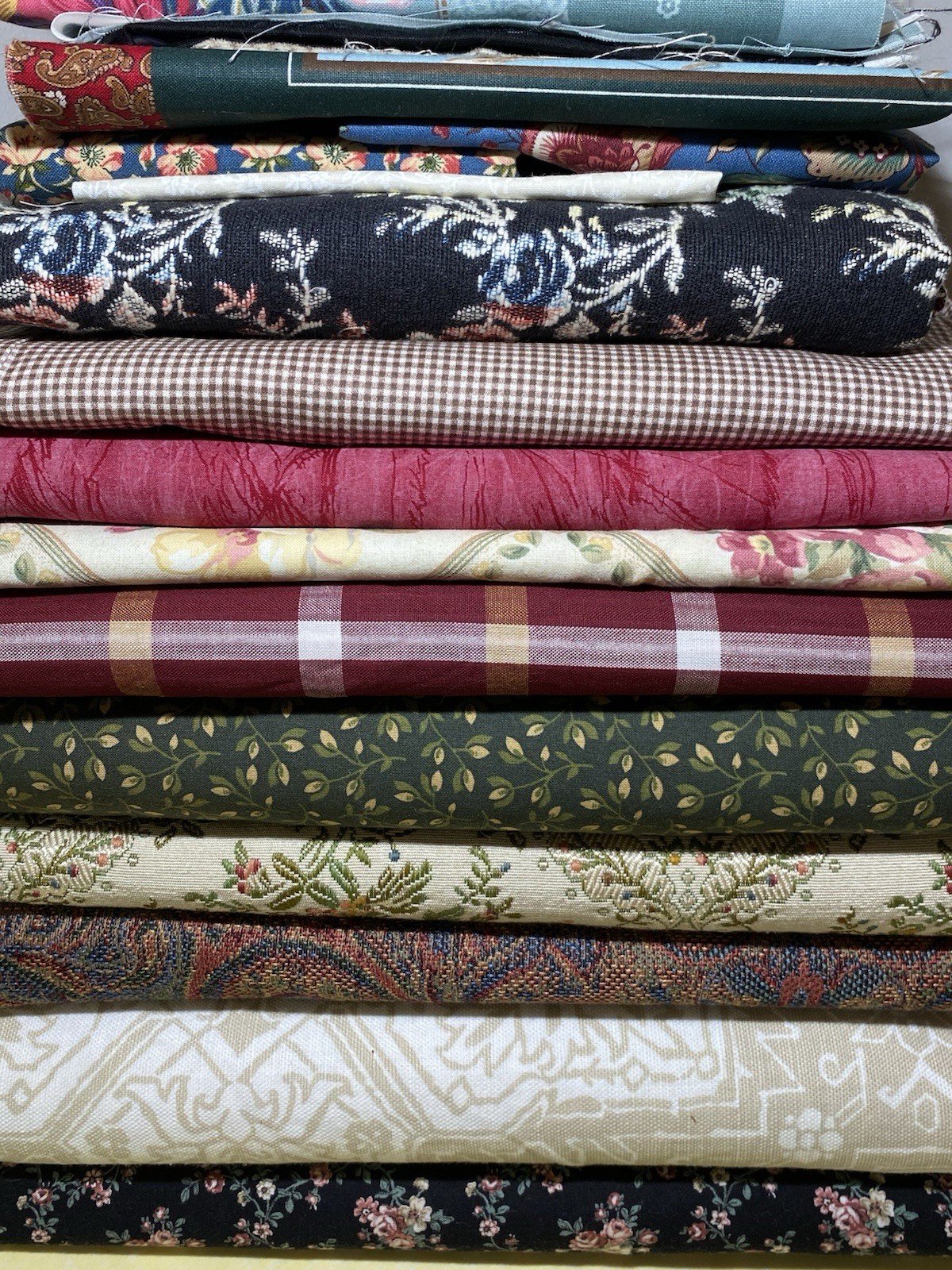 Vintage To Modern 11lb Lot Cotton Fabric Yards~Pieces~Panels Country Cottage