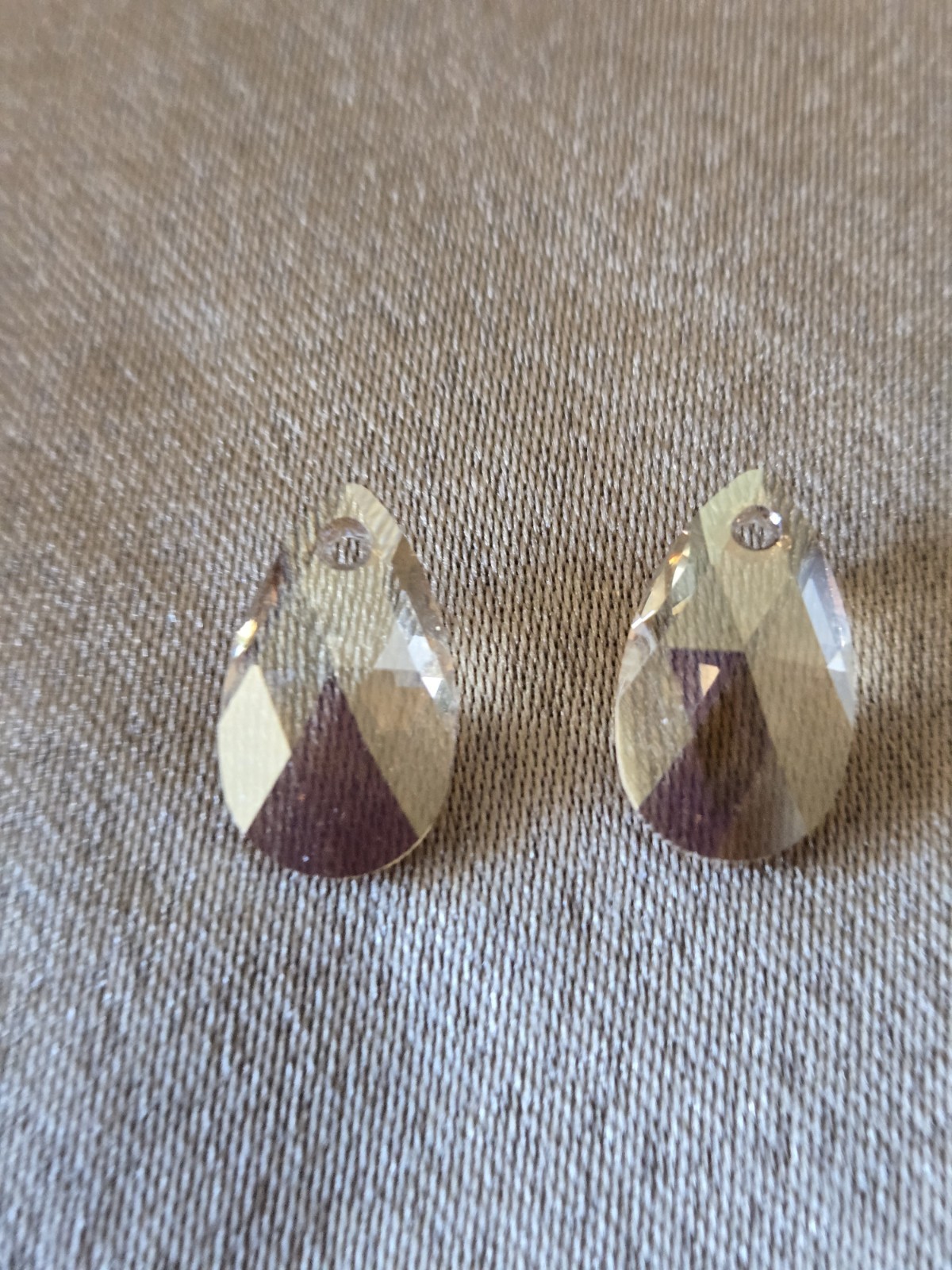 Lot Of 2 Genuine Swarovski Crystal Baroque Pendants, #6090, Gld. Shadow, 16x11mm
