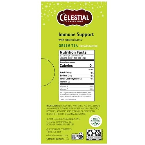 Celestial Seasonings 20 Tea Bags 20 Count (Pack of 1) Immune Support Green Tea