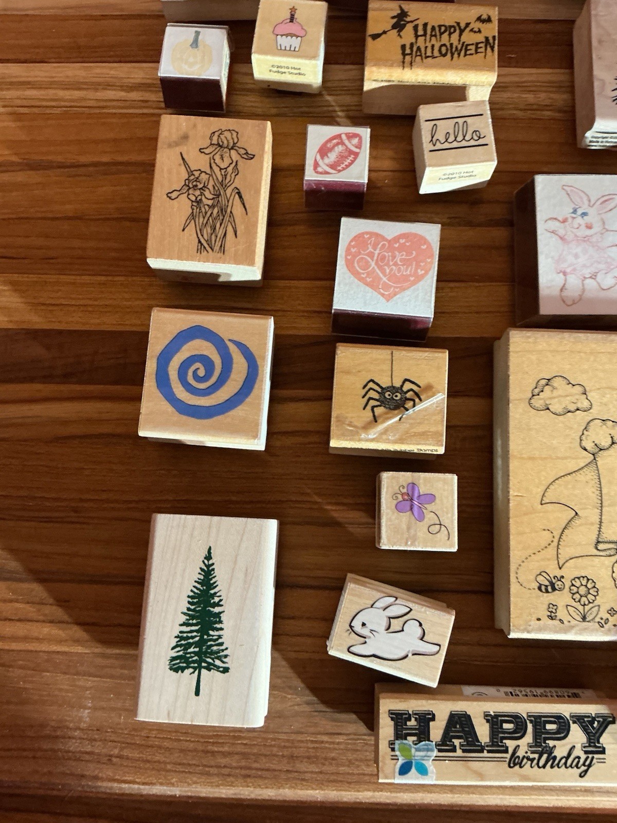 Wooden Rubber Stamps Vintage Lot Of 23 Various Artists, Sizes, And Brands