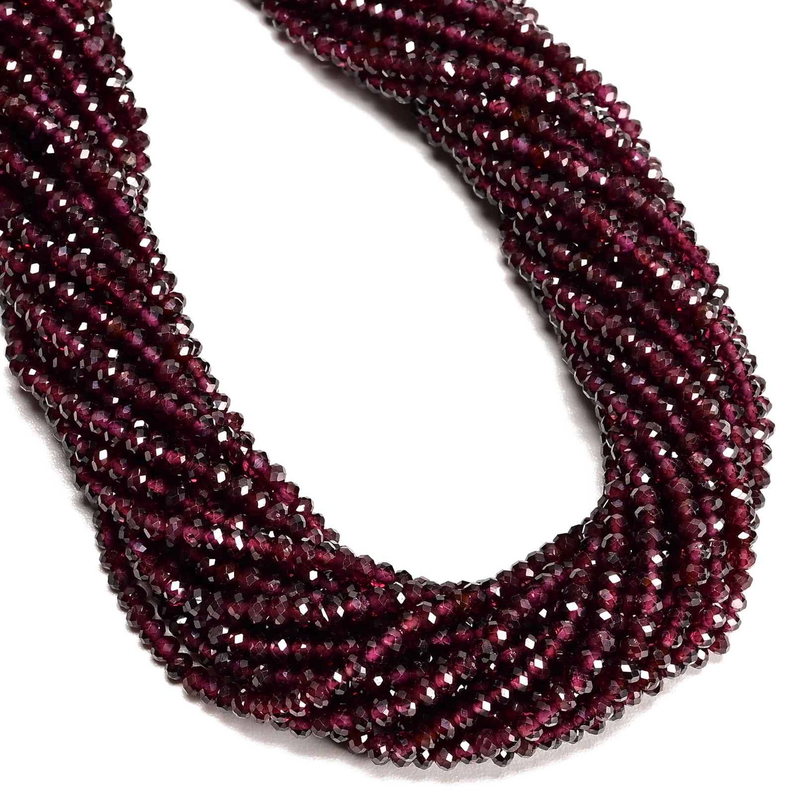 Natural Purple Garnet Faceted Rondelle Beads Size 1.5x3mm 3x4mm 15.5″ Strand