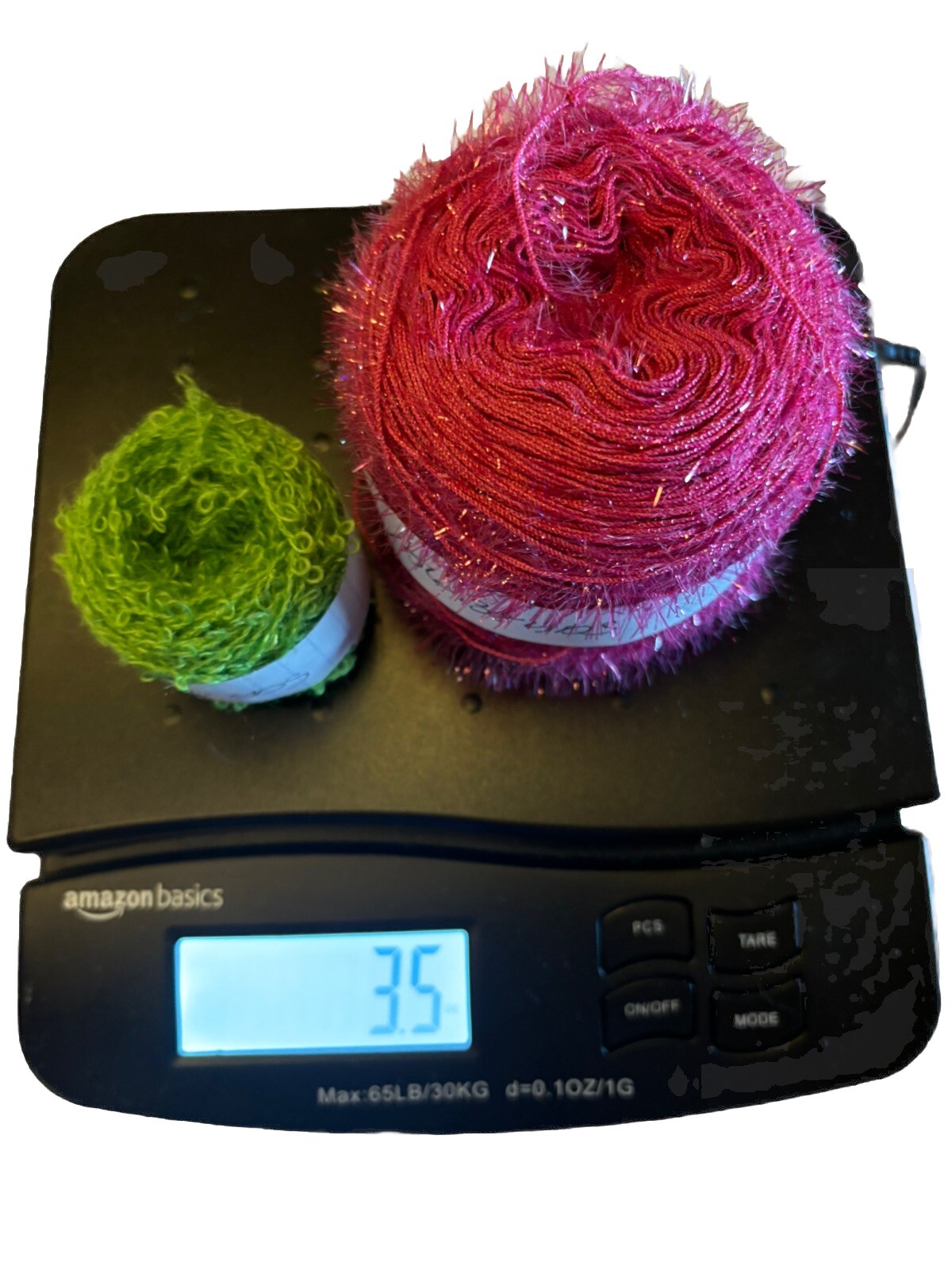 Red Heart Scrubby Sparkle Yarn Pink 156.38 Yds 2.9 Oz Green 45.49 Yds .6 Oz Lot