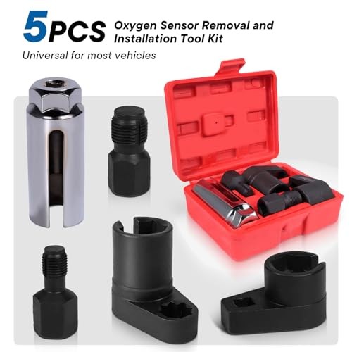 O2 Oxygen Sensor Socket Thread Chaser Set, Automotive O2 1/2*3/8*7/8 5pcs