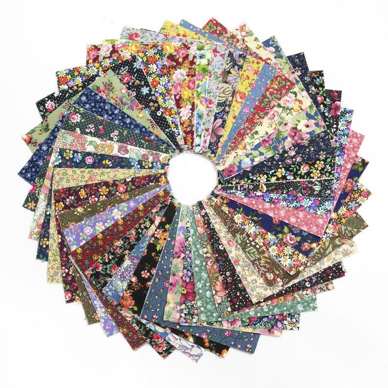 Vintage Florals pre cut charm pack 5″ squares fabric quilt scrap cotton 96 pcs