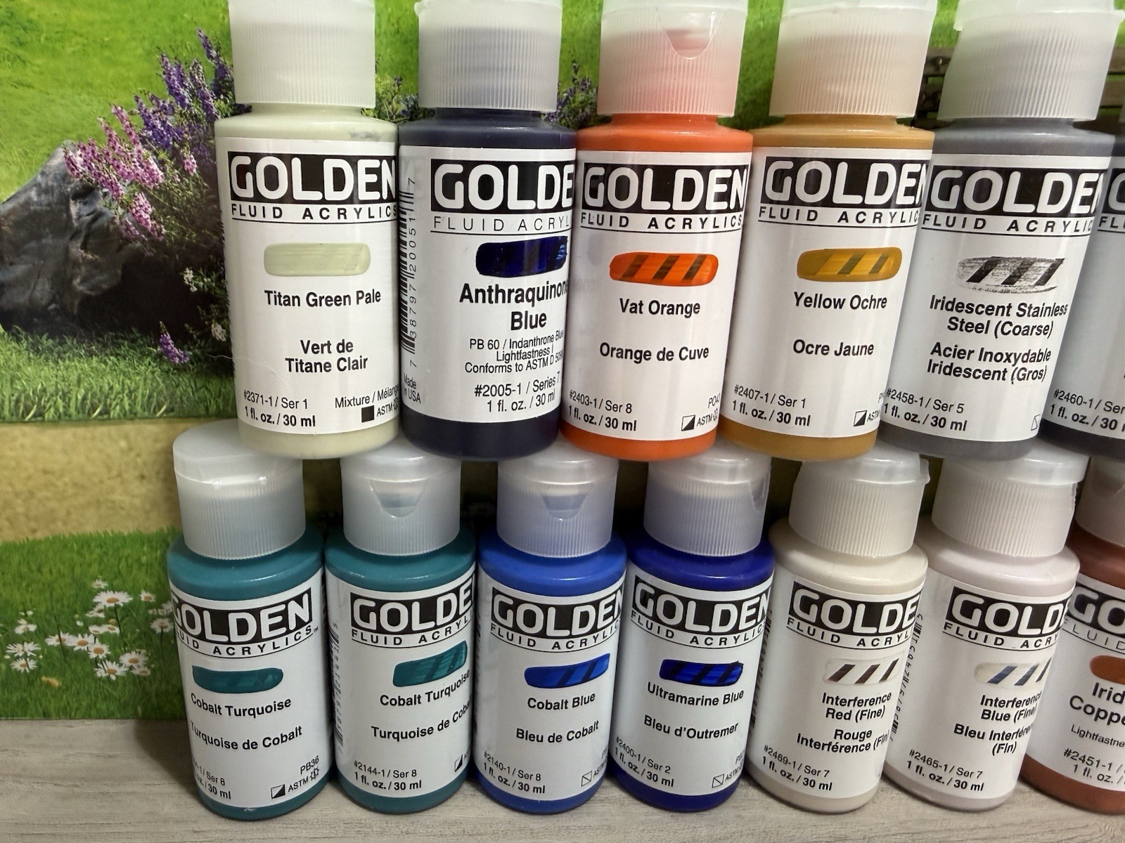 Golden Fluid Acrylics 15pc Artist Colors Paints 1oz Copper, Yellow, Orange