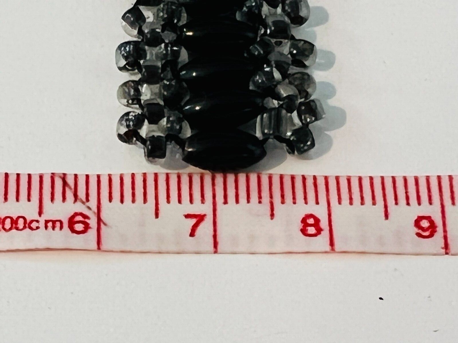 Glass Bead Mix 11 Gram Black Barrel Beads & Clear E Bead Strand Jewelry Making