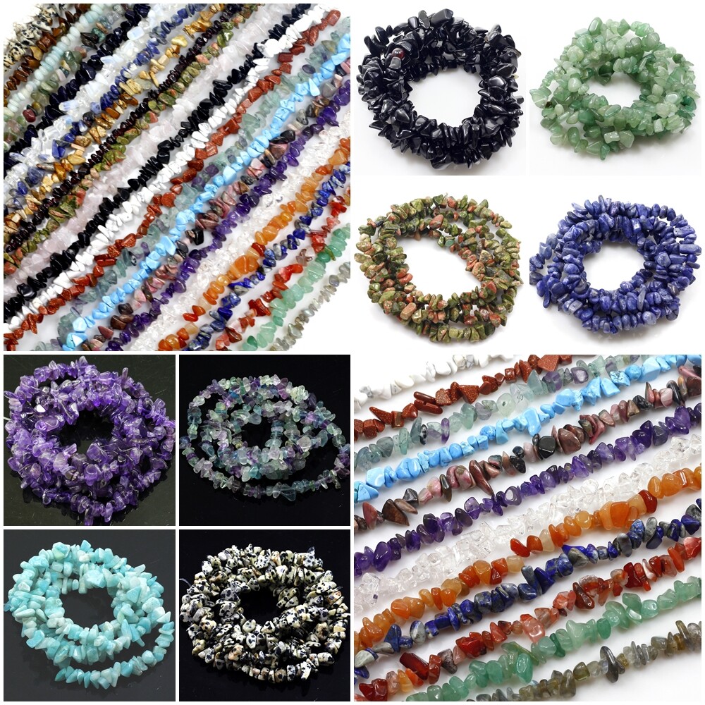 Natural Gemstone Chips Nugget Freeform Loose Bead 32″ Chip Pebble Jewelry