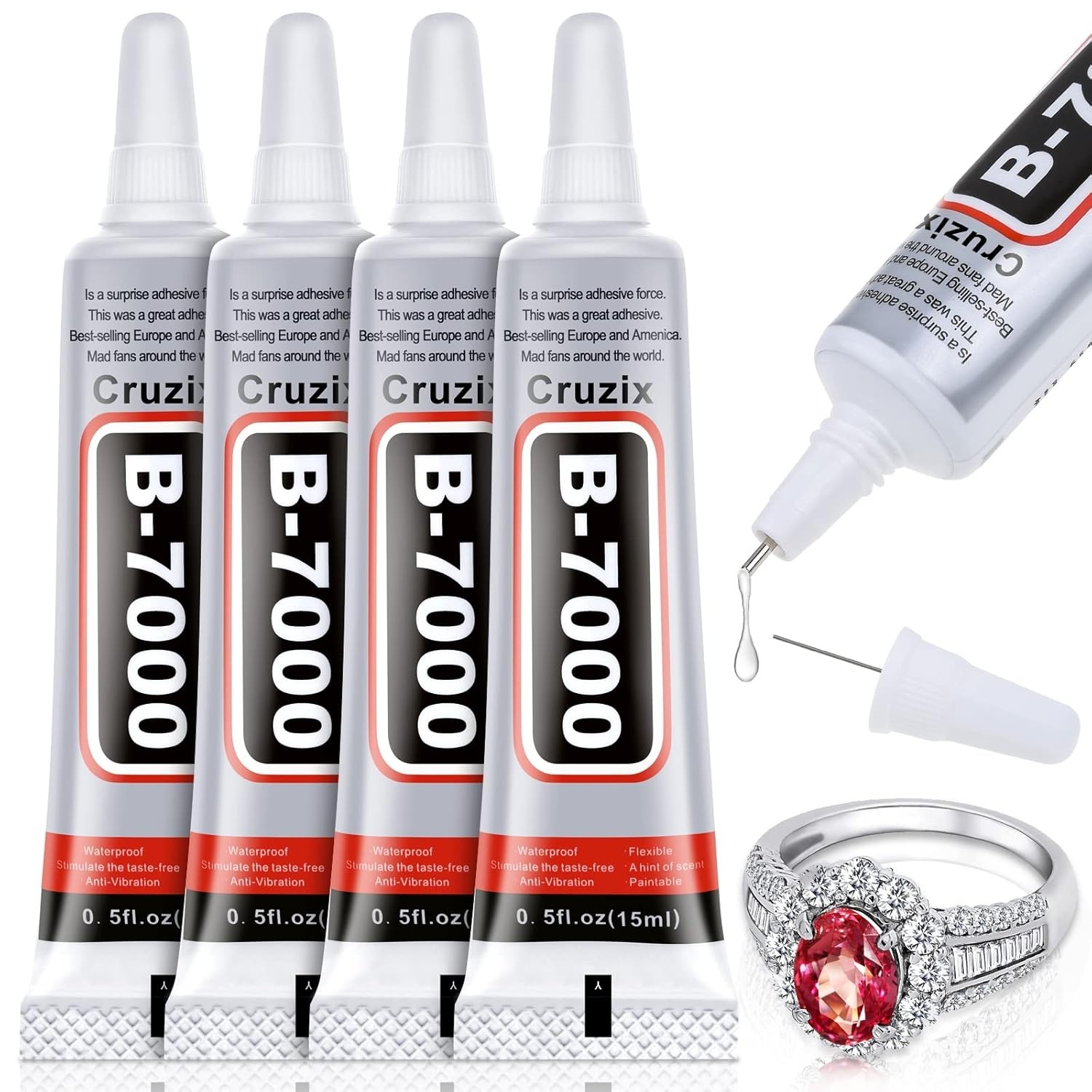 B-7000 Glue Clear for Rhinestone Crafts, Jewelry and Bead Adhesive B7000 Semi Fl
