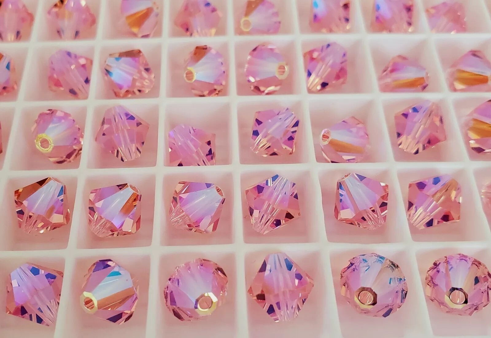 Swarovski 5301 8mm bicone beads, Light Rose AB2X (8pcs)