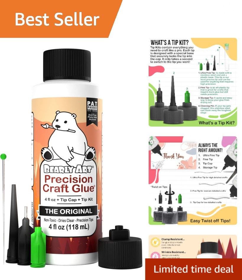 Archival Quality Craft Glue – 4oz Flexible & Wrinkle Resistant with Metal Tip