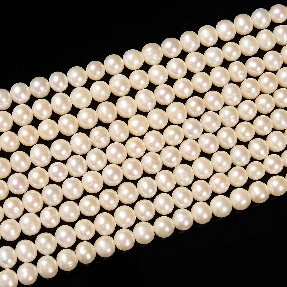 Ivory white Baroque Freshwater Pearl AAA Potato Round 7MM 8MM Loose Beads (S37)