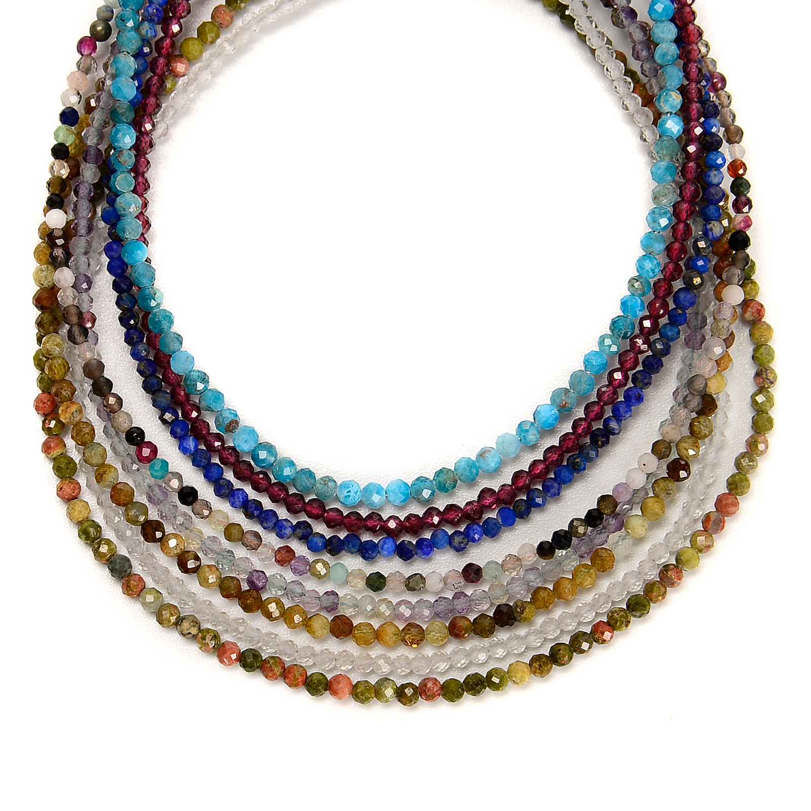 Natural 2mm Mixed Gemstones Faceted Round Beaded Anklet 9” Length Adjustable
