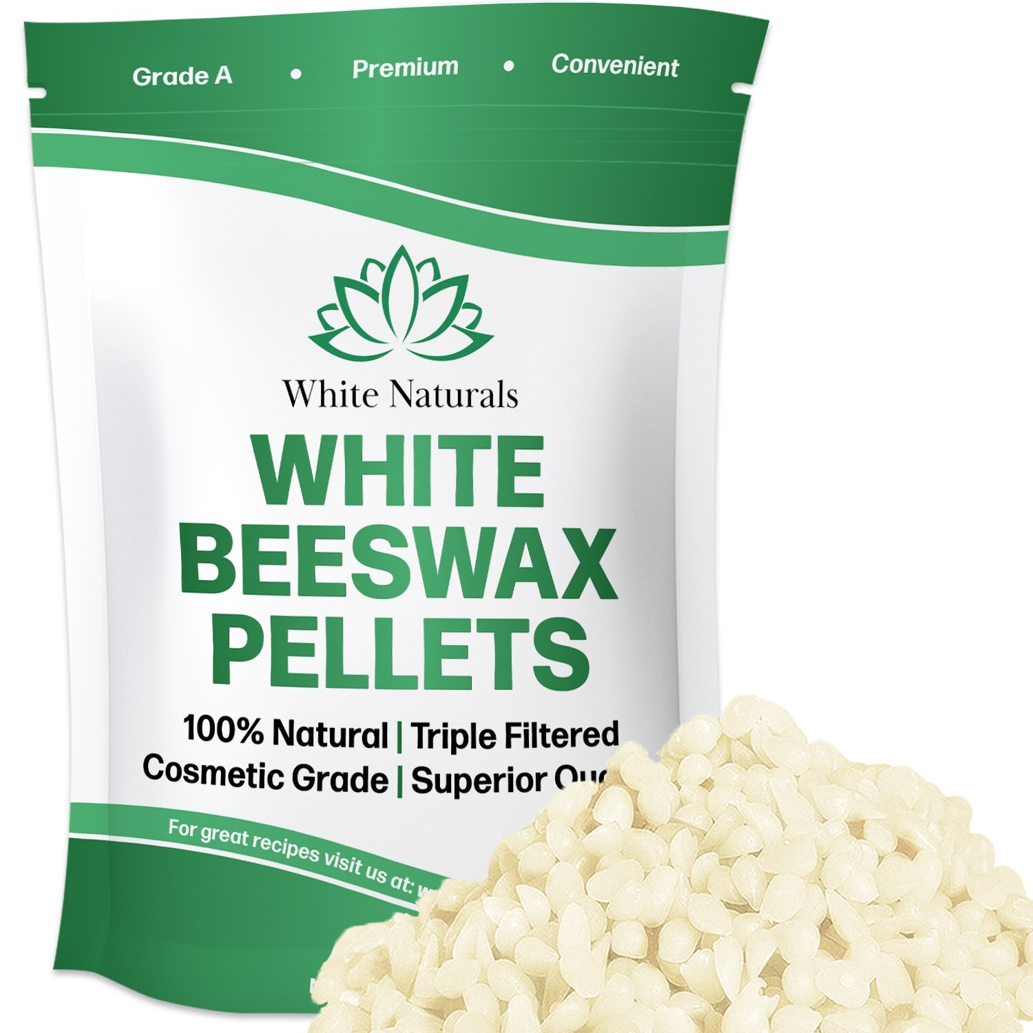 Organic White Beeswax Pellets 1lb, 100% Natural & Pure, Cosmetic Grade Pastilles