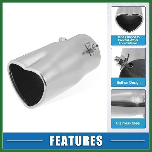 Car Exhaust Tip Pipe 2.36″ Inlet 2.72″x2.32″ Outlet Heart Shaped Exhaust Tail