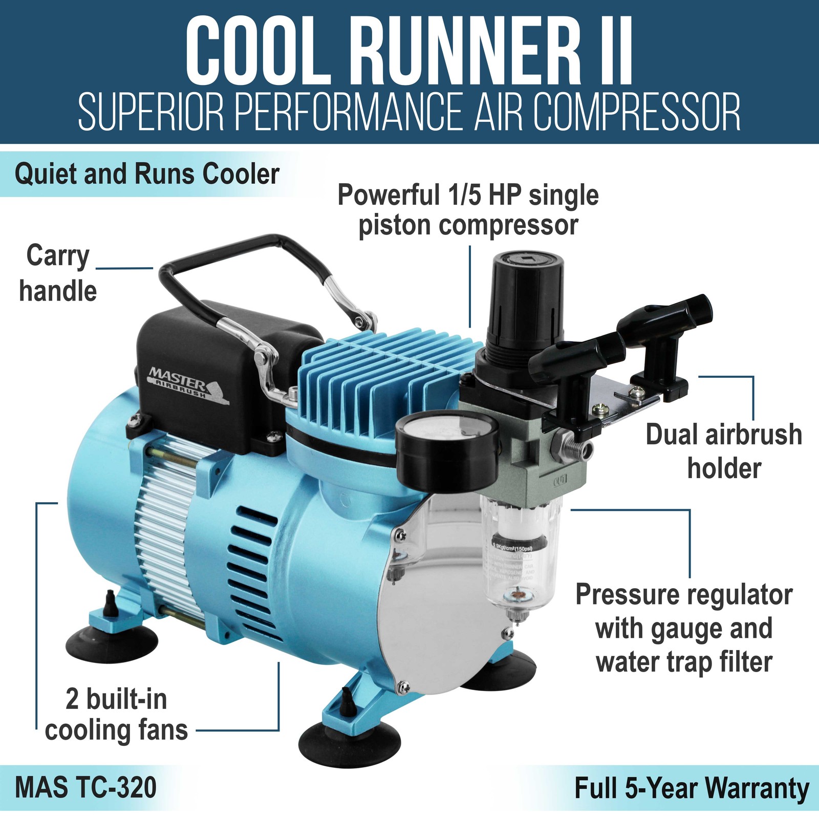 Master G34 Airbrush Air Compressor Kit, Gravity Feed 0.3mm Tip, 1/16oz Fluid Cup