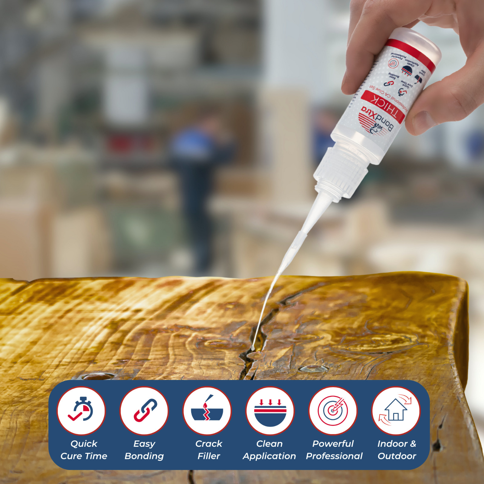 BondXtra 16 oz. Thick CA Glue for Woodworking, Premium Super Glue Kit for Wood T
