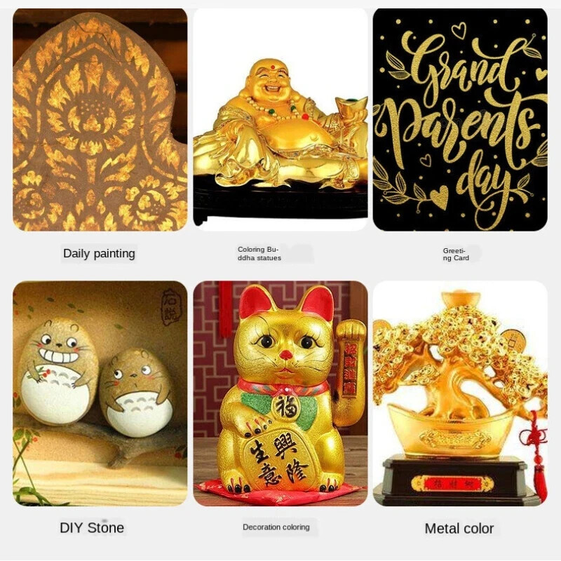 100ml Waterproof Acrylic Paint Gold Metallic Pigment Color for Textile Gypsum