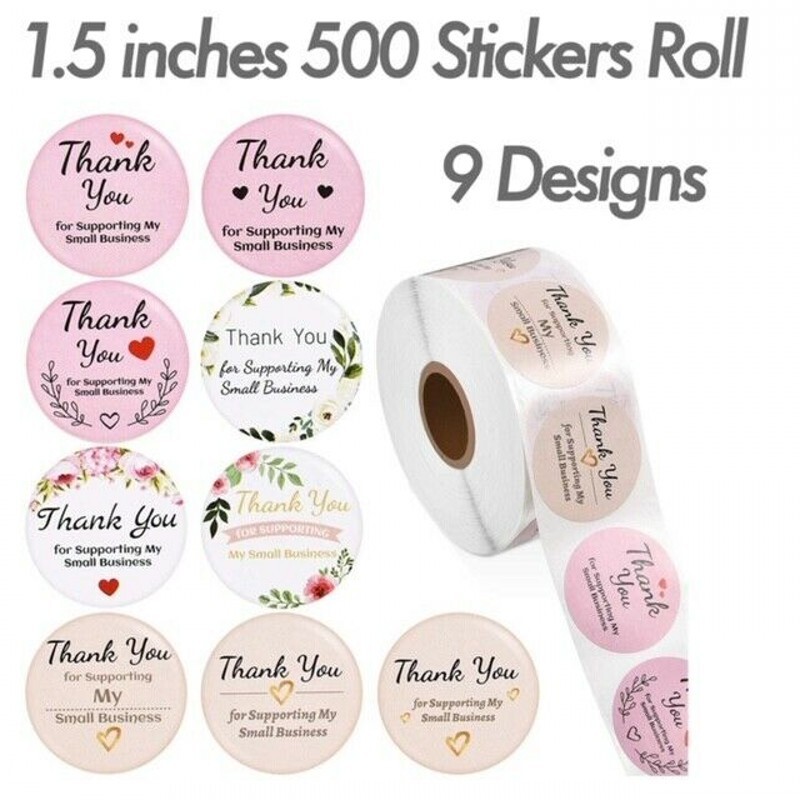 500Pcs 1.5″ Thank You Stickers Thank You For Supporting Small Business Labels