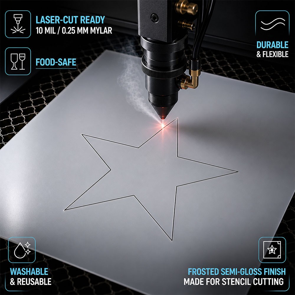 10 Mil Mylar Stencil Sheets – Frosted Plastic Laser-Cut Material, Made in USA