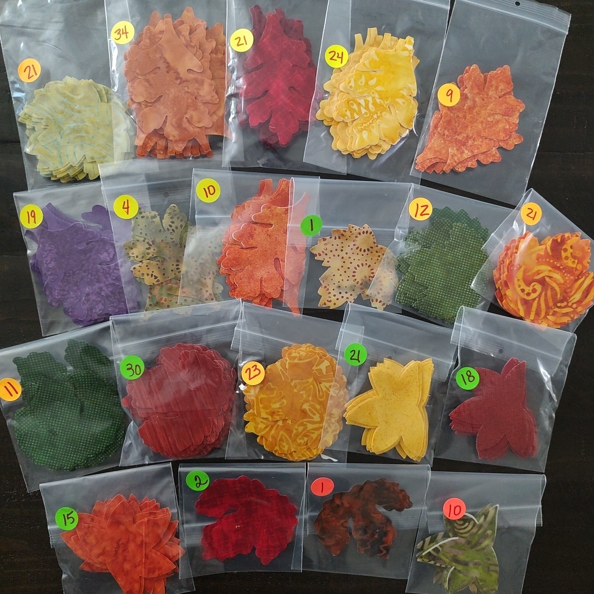 45 Leaf Applique Lot In 4 Shapes And Multiple Fabrics Crafting Embroidery