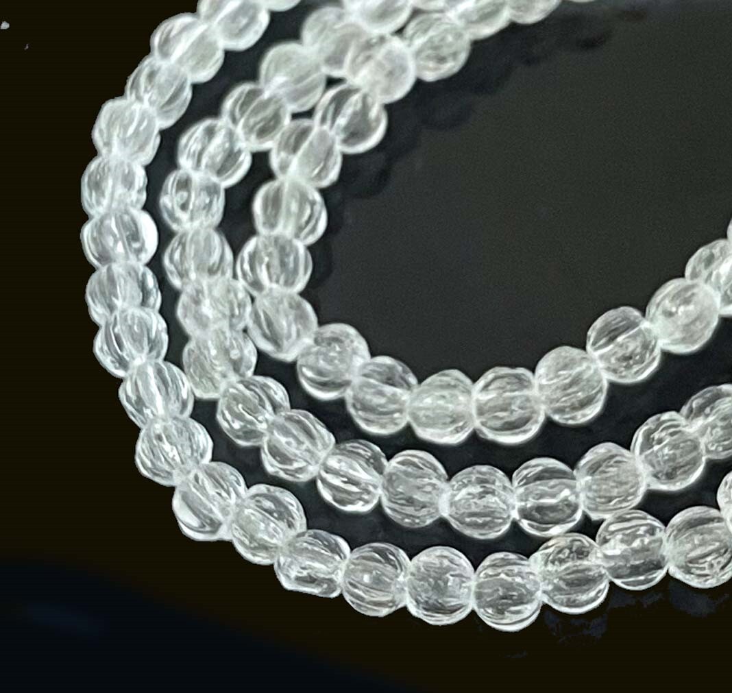 50 Czech Glass Melon Round Beads 3mm – Crystal