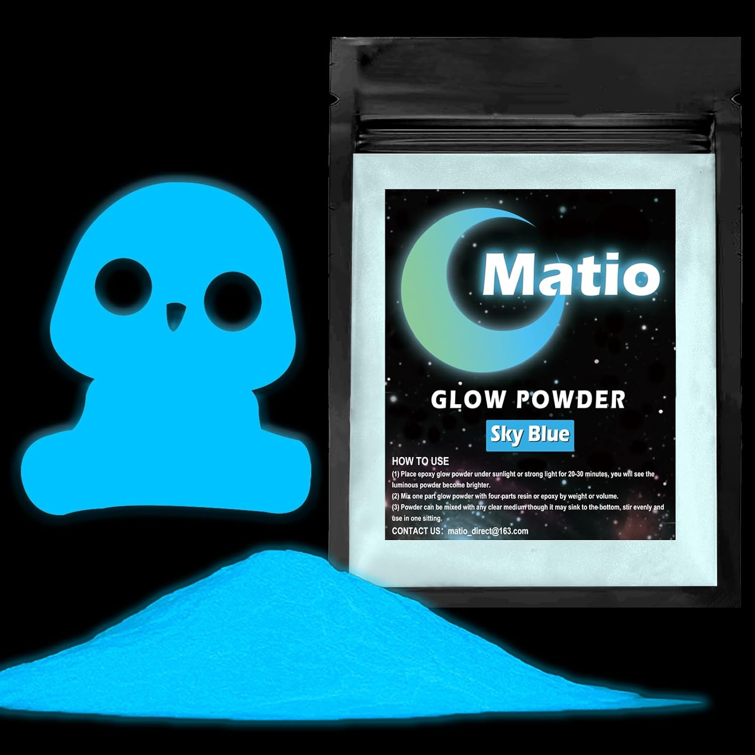 Glow in the Dark Pigment Powder, 15G/0.5Oz Sky Blue Epoxy Resin Luminous