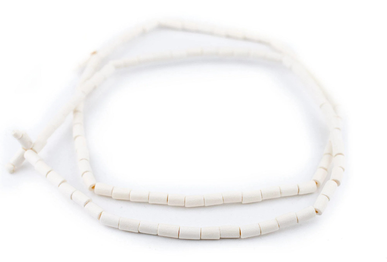 White Tube Natural Wood Beads 7x5mm 16 Inch Strand