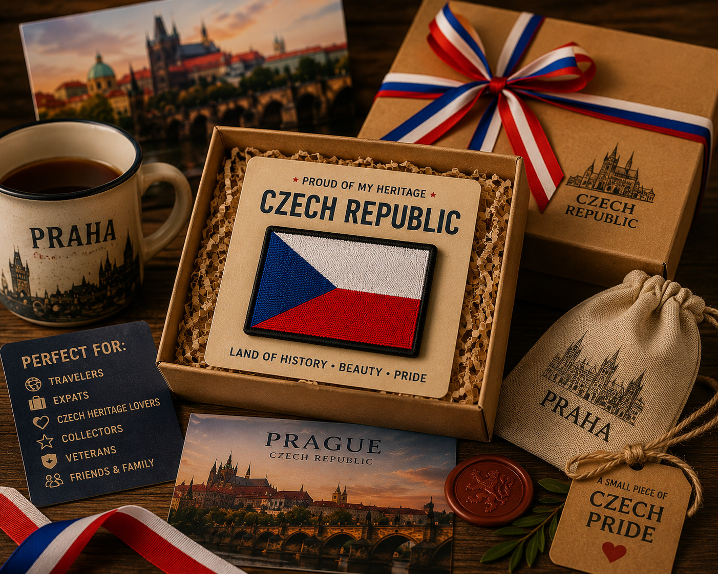 Czech Republic Flag Embroidered Applique Iron-On/Hook & Loop Patch 3″ x 2″