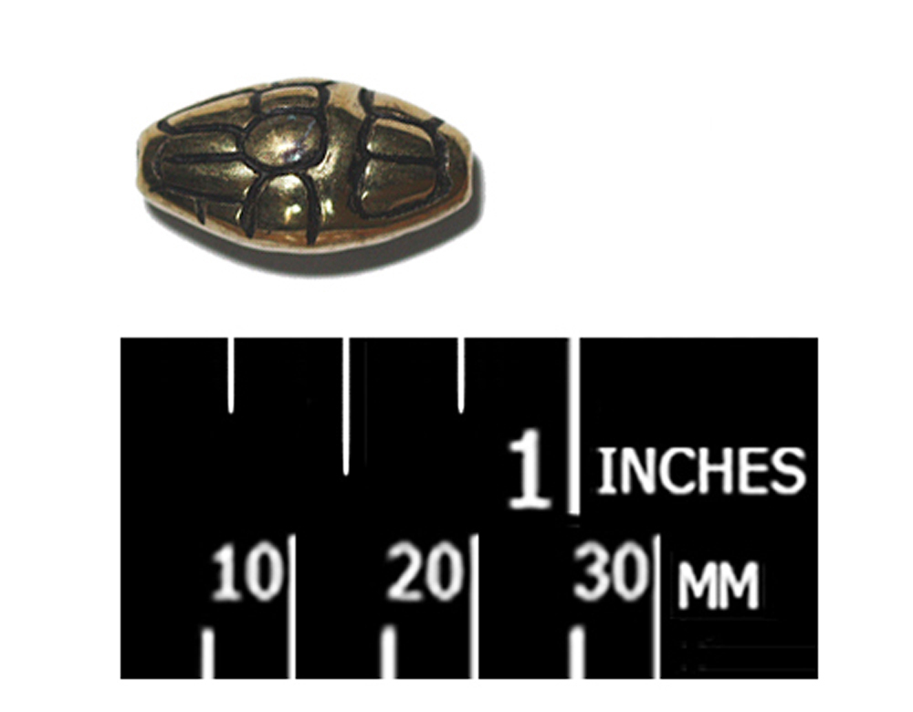 20mm Decorative Oval Melon Antiqued Goldtone Metalized Metallic Beads