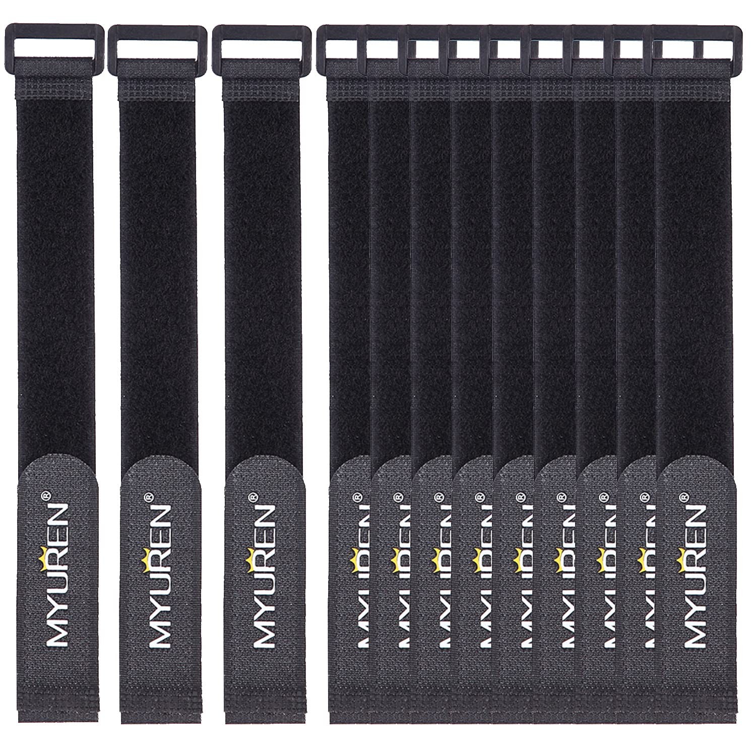 1″x 18″-12 Pack Reusable Fastening Cable Straps with Buckle 18″, Black
