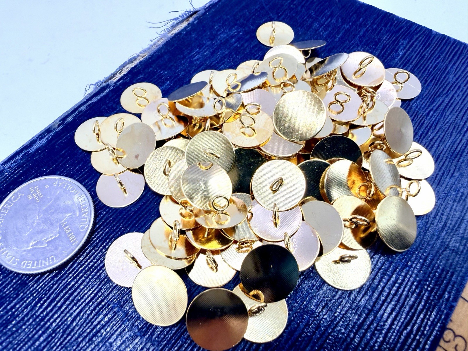 Appx 100 New Old Stock Gold Plated Button Back Findings 12mm Glue On Converter