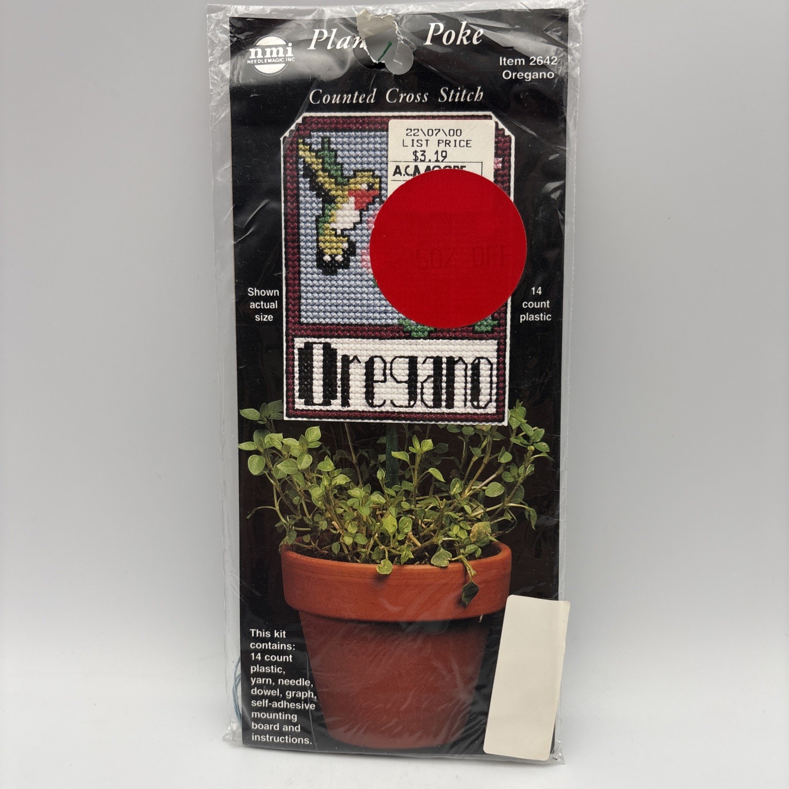 NMI Plant Poke Counted Cross Stitch Set Of 4: Rosemary, Oregano, Basil, Thyme