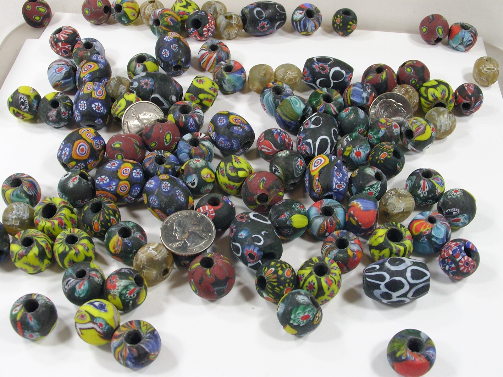 2 Pounds Assorted Shapes and Sizes India Handmade Replica Africa Beads (OLP-1)⭐