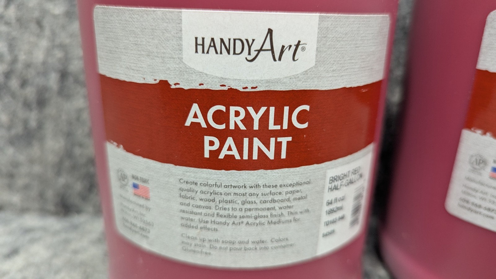 2 x Bright Red/Brite Red Acrylic Paint, 64oz/1/2 Gallon Handy Art 🔥NEW/SEALED🔥