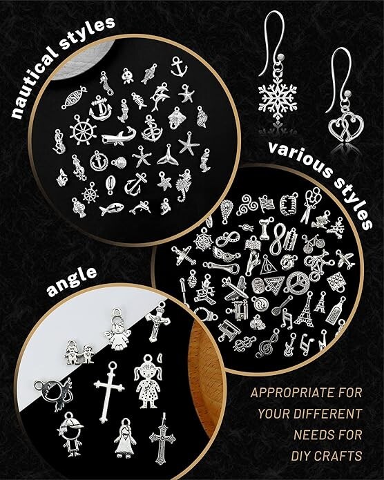 300 Pcs Wholesale Bulk Tibetan Silver Jewelry Charms – Mixed Smooth Pendants for