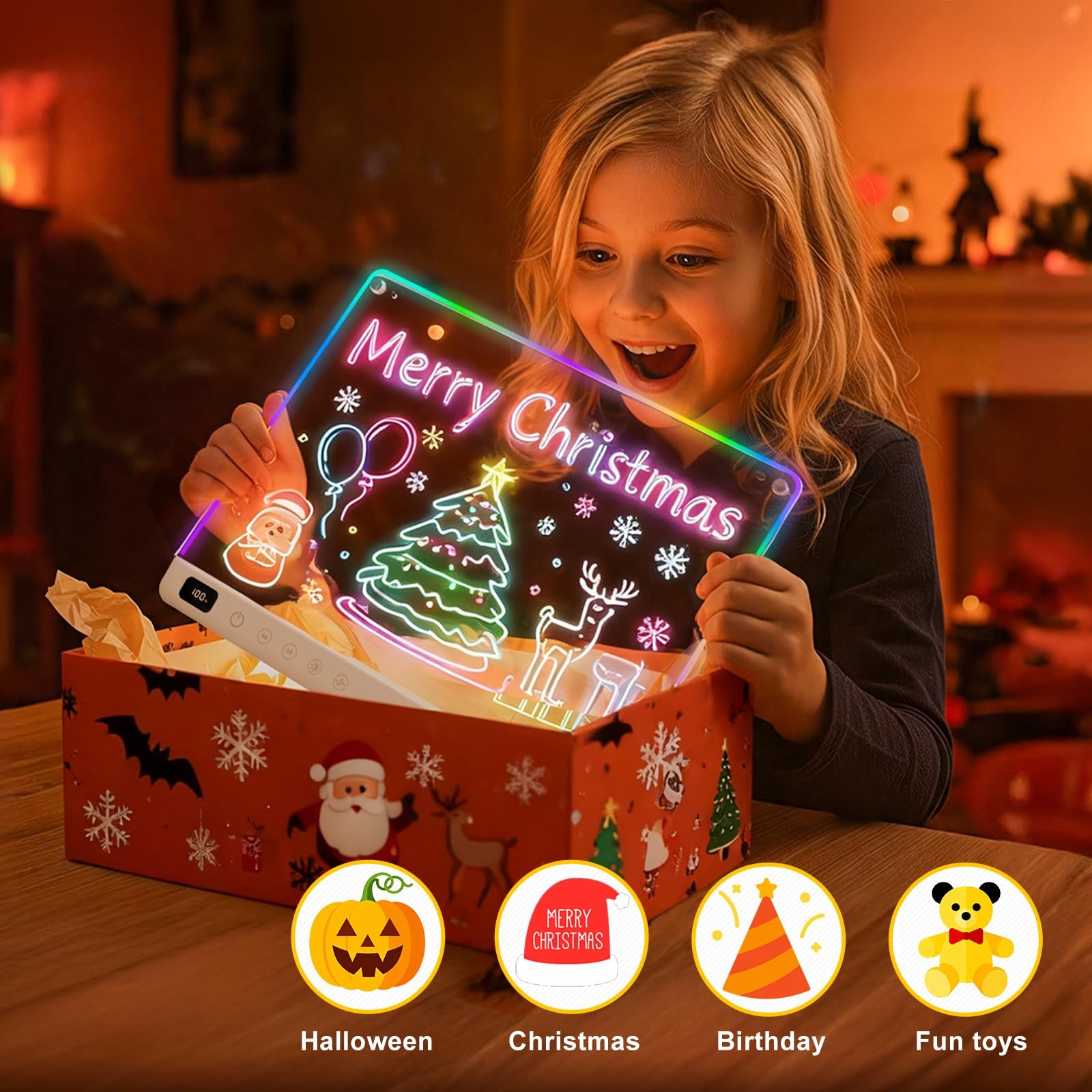 Lumiboard Led Drawing Board with 13 Light Effects, 16″ 14″W x 11″H, White