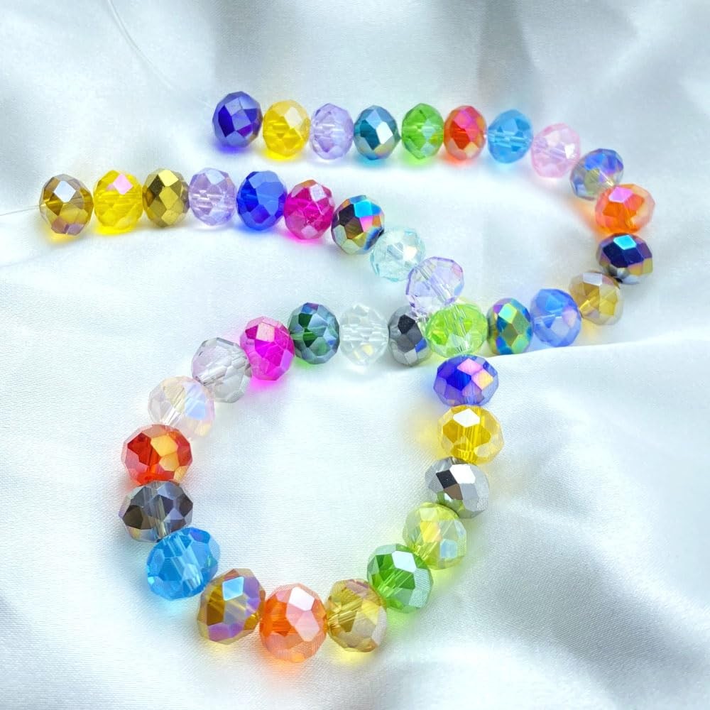 Tingoons 250 PCS 6mm Crystal Glass Beads AB Color Faceted Beads Briolette Ron…