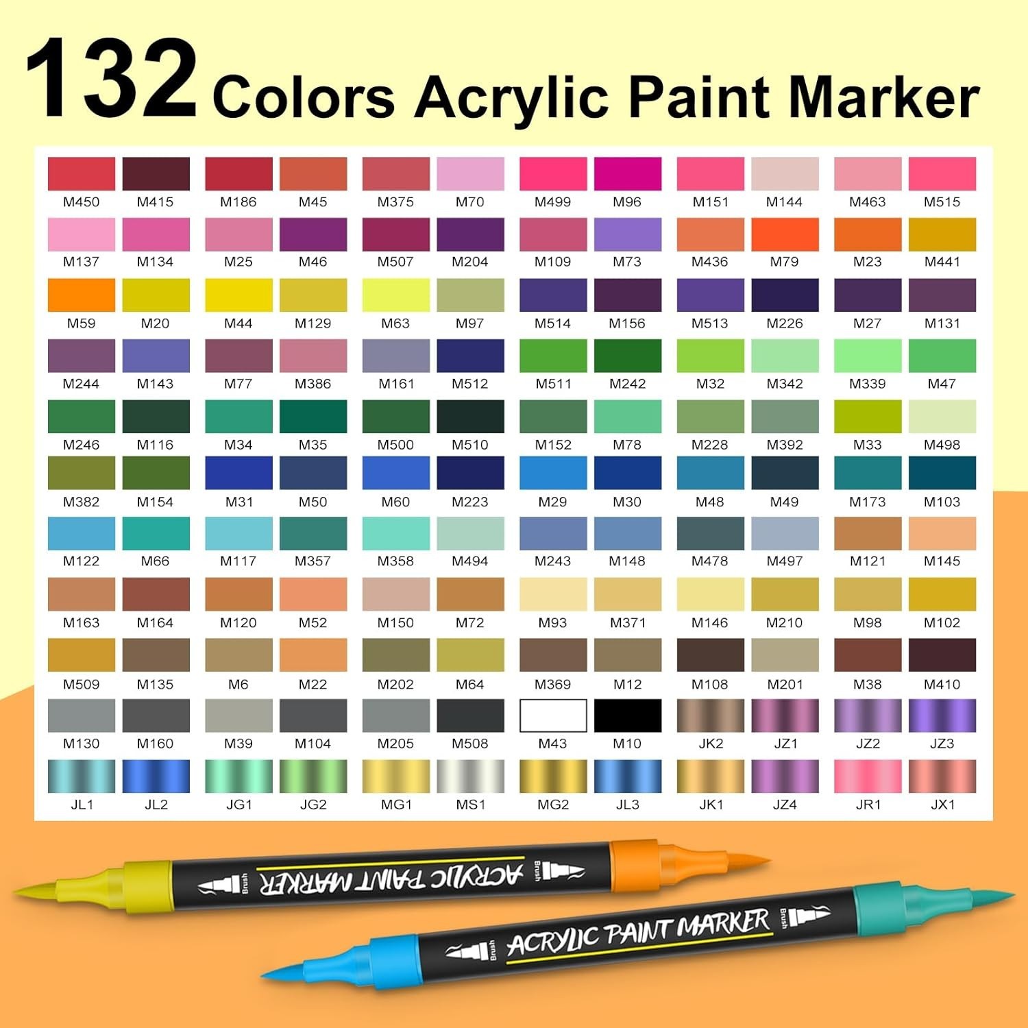 132 Colors Acrylic Paint Markers Pens Set,66 Pack Brush Acrylic Paint Markers