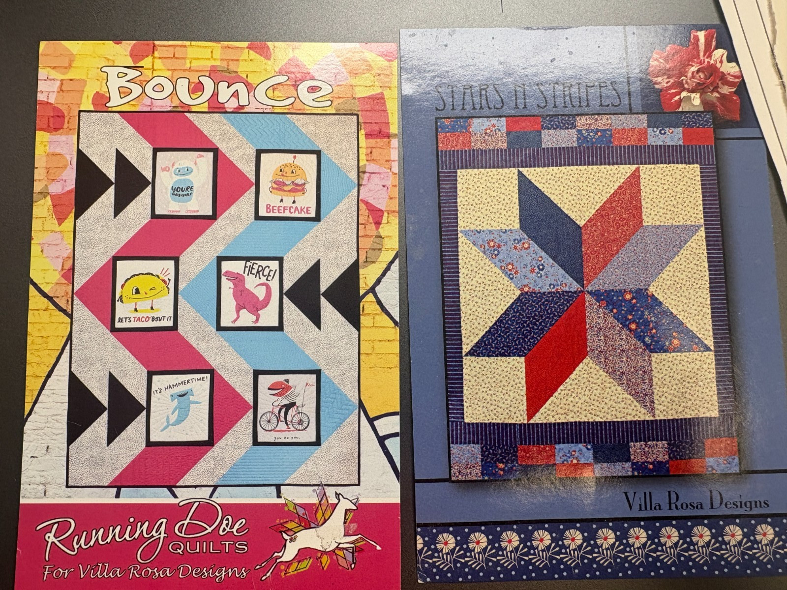 2 Patterns: STARS N STRIPES and BOUNCE, by Villa Rosa Designs