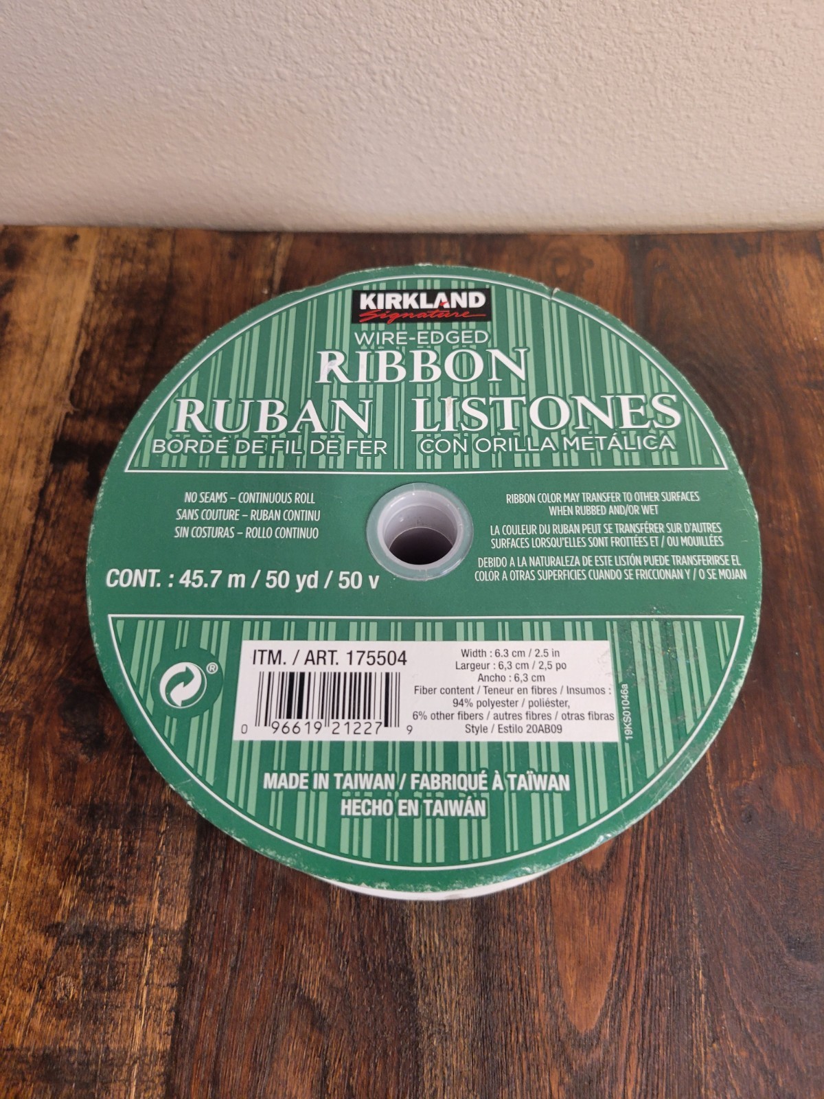 KIRKLAND WIRED-RIBBON 45.7m NEW IN PACKAGE Red & Gold Two Tone Stripes 2 1/2” W